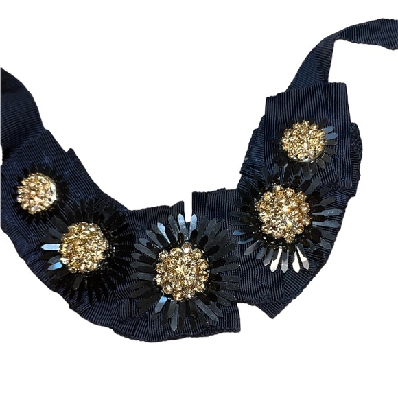 Ann Taylor Jewelry - Ann Taylor Navy Blue Ribbon Rhinestone Necklace